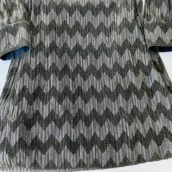 Banana Republic Chevron Boatneck Lurex Dress Black Gold Size 8 Holiday Party - Picture 10 of 11